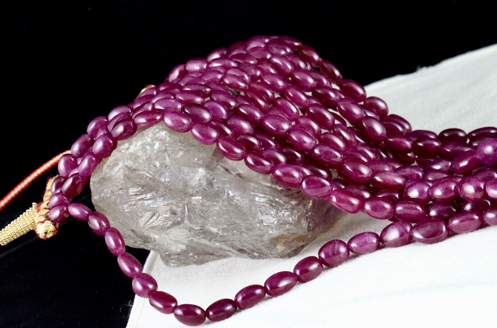 Certified Natural Ruby Beads Cabochon 7L 1781 Ct Red Gemstone Important Necklace