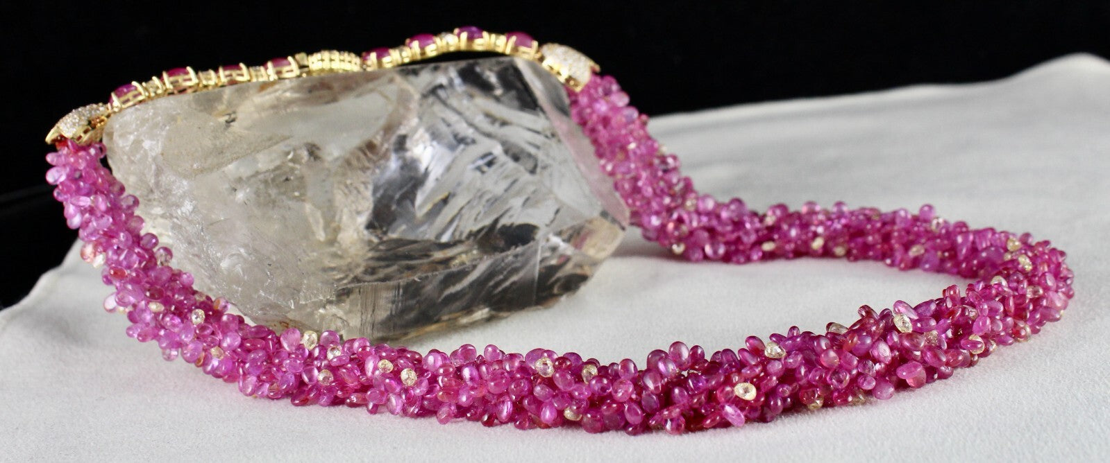 Certified Rare Natural Burmese Ruby 498ct Natural Diamond 18k Gold Necklace