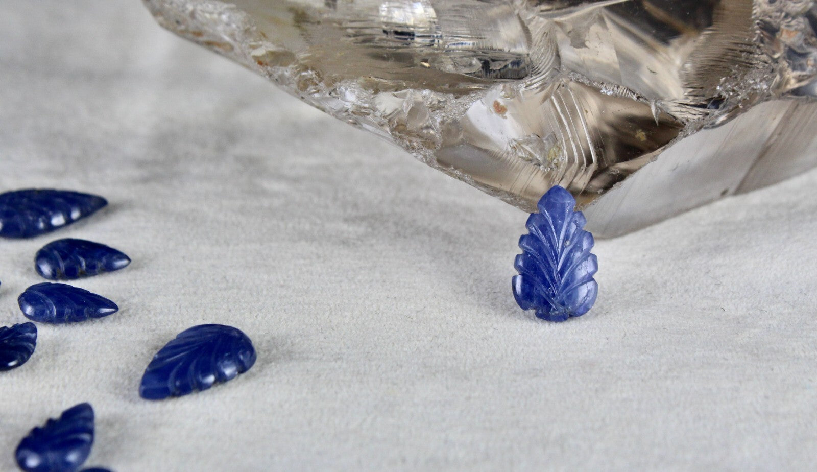 Certified Natural Unheated Burma Blue Sapphire 129ct Carved Leaves 64pc Gemstone