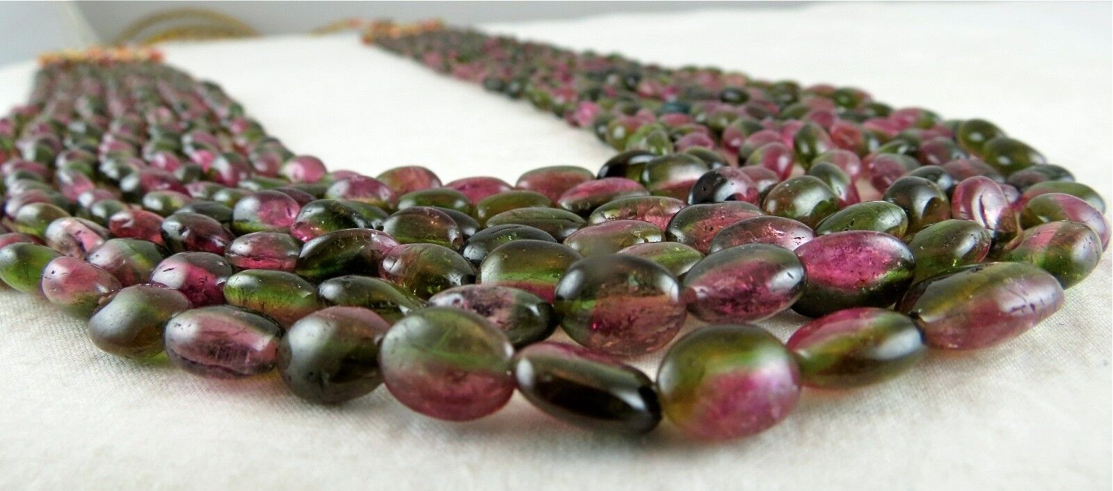 NATURAL BI COLORS MULTI TOURMALINE BEADS CABOCHON 582 CTS GEMSTONE NECKLACE