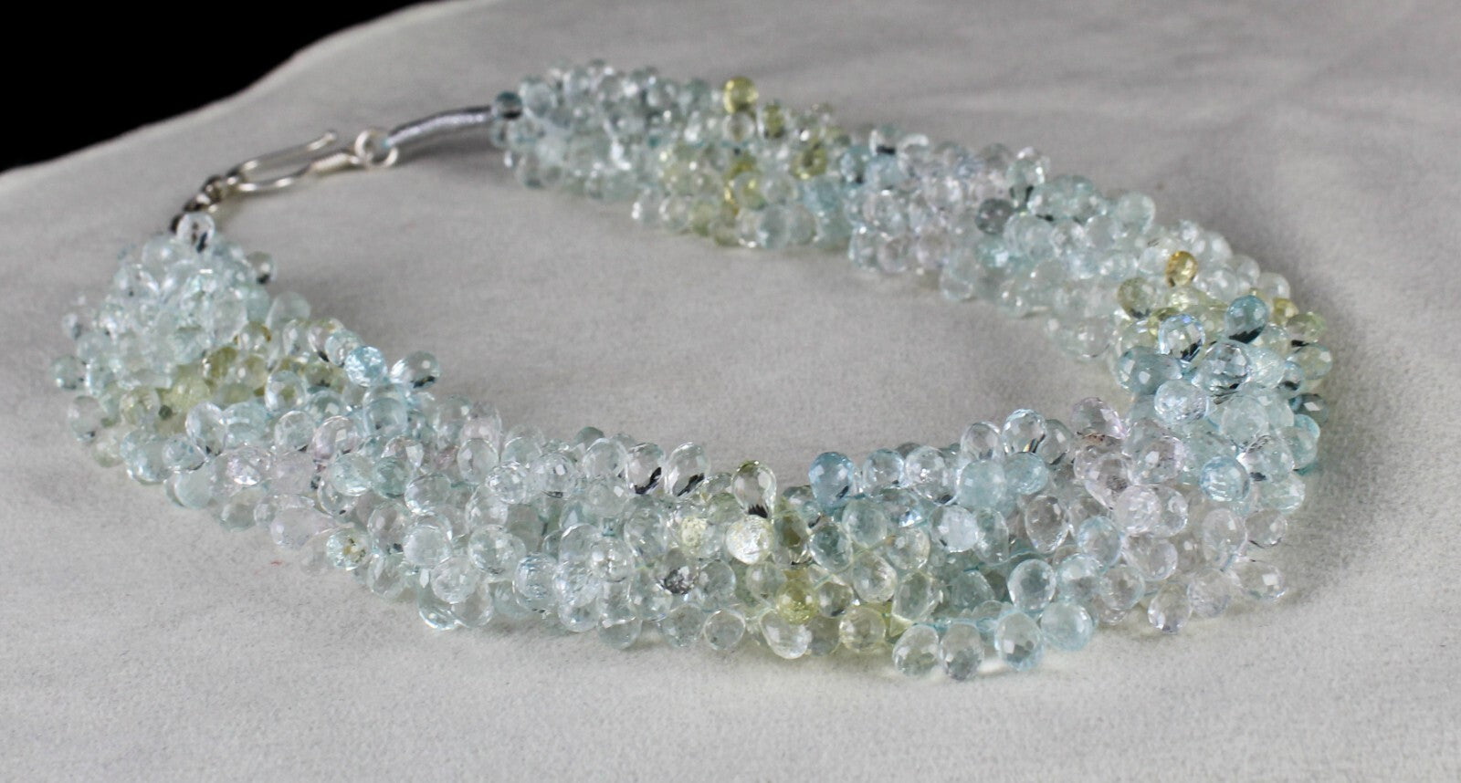 Certified Natural Multi Aquamarine Faceted Drops Necklace 776 Ct Gemstone 5 L