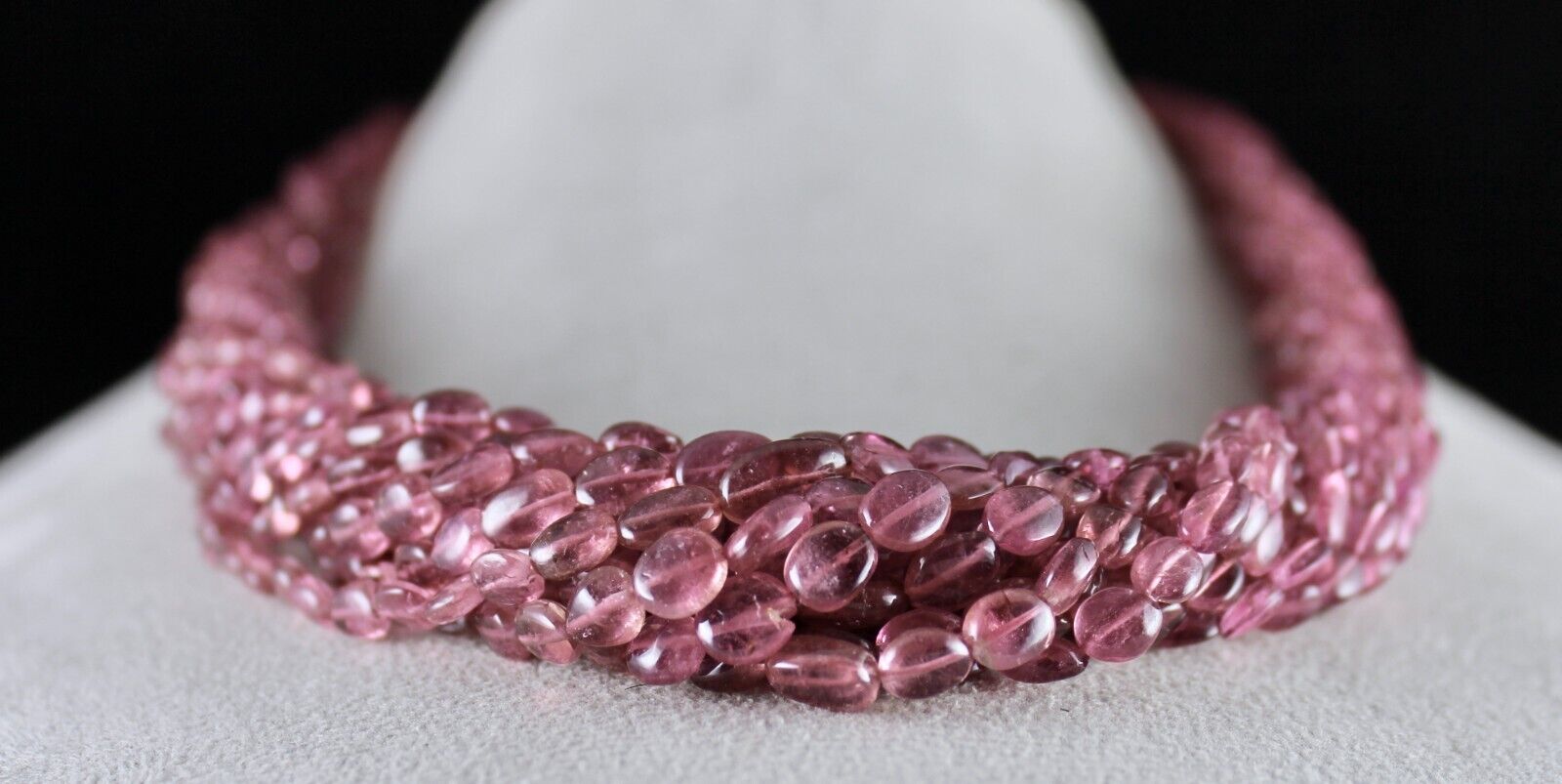 NATURAL PINK TOURMALINE BEADS LONG SHAPE 15 L 745 CT GEMSTONE STATEMENT NECKLACE