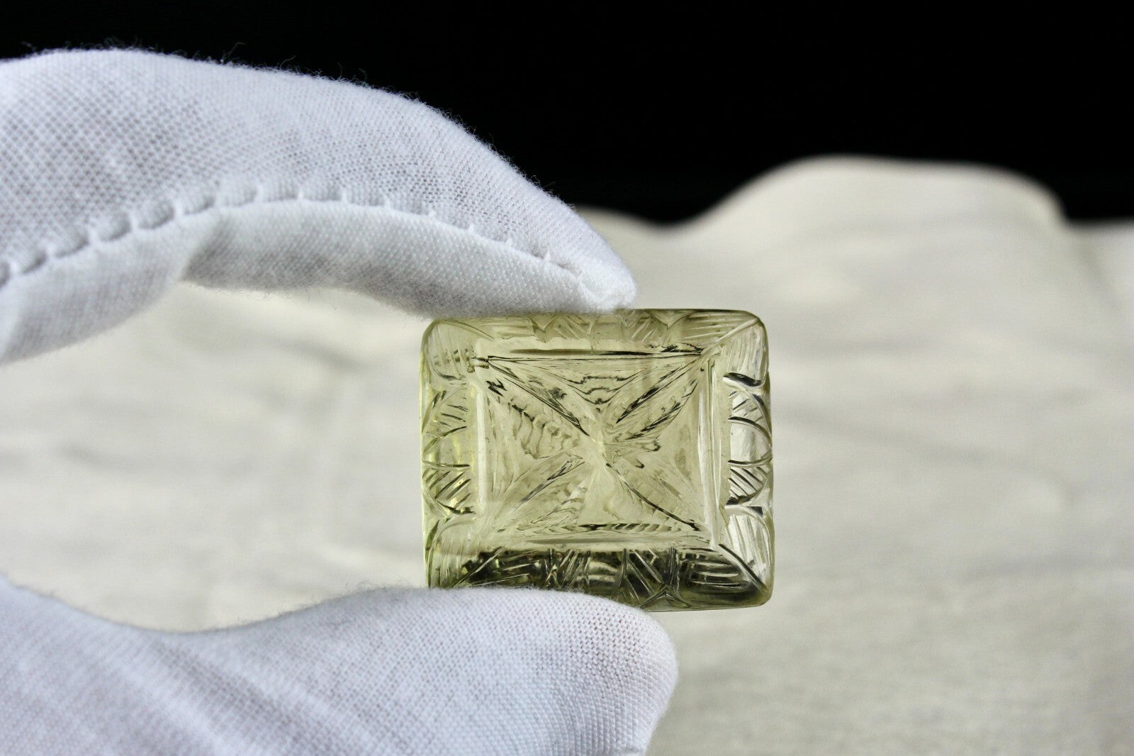 Natural Lemon Quartz 106ct Carved Rectangle 28mm Gemstone Pendant