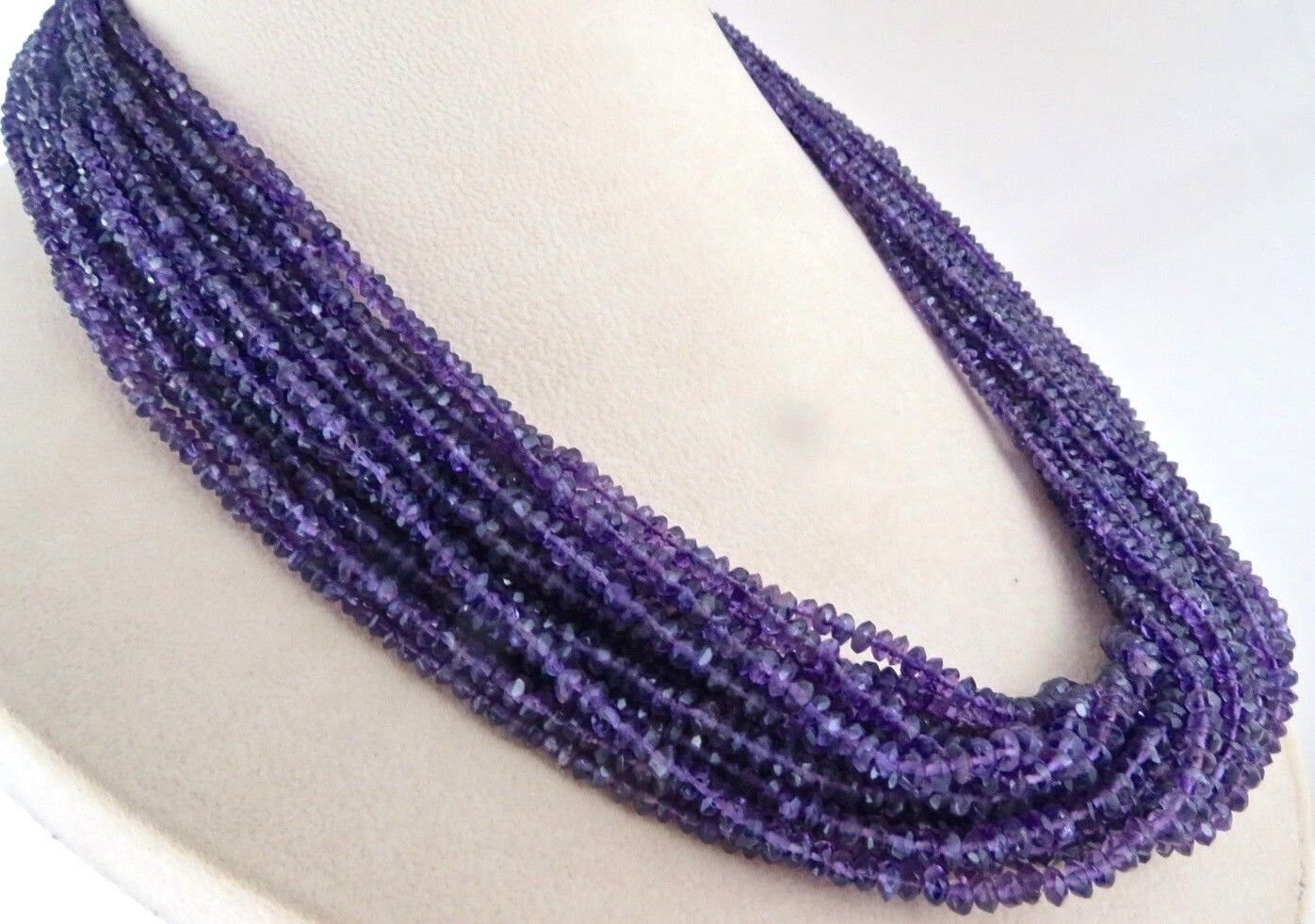 Natural Amethyst Faceted Beads Round 17L 820 Ct Purple Gemstone Fashion Necklace