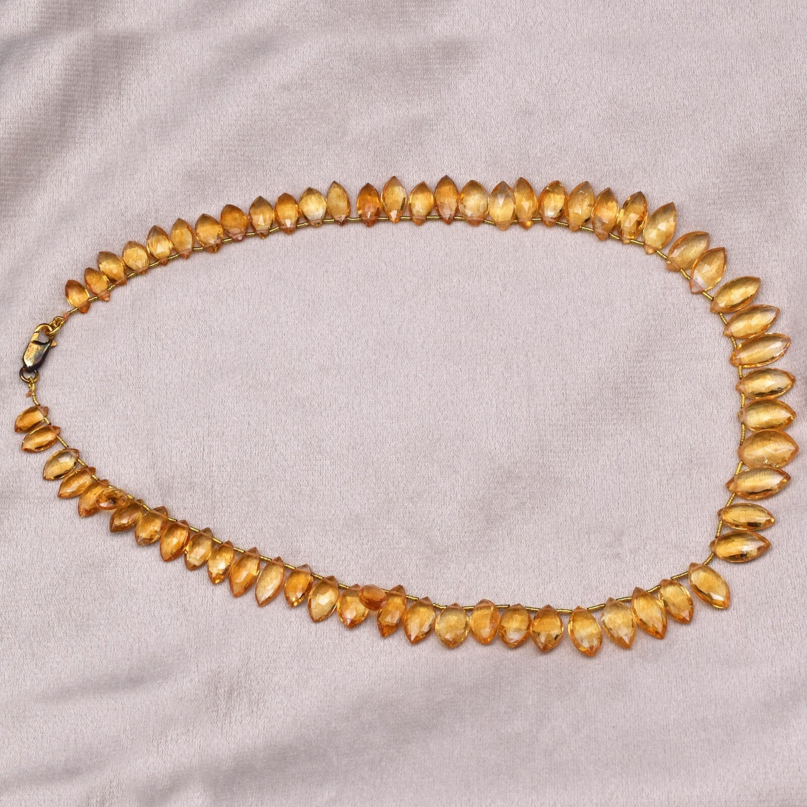 Natural Citrine 167 Ct Marquise Teardrop Sterling Silver Beaded Necklace