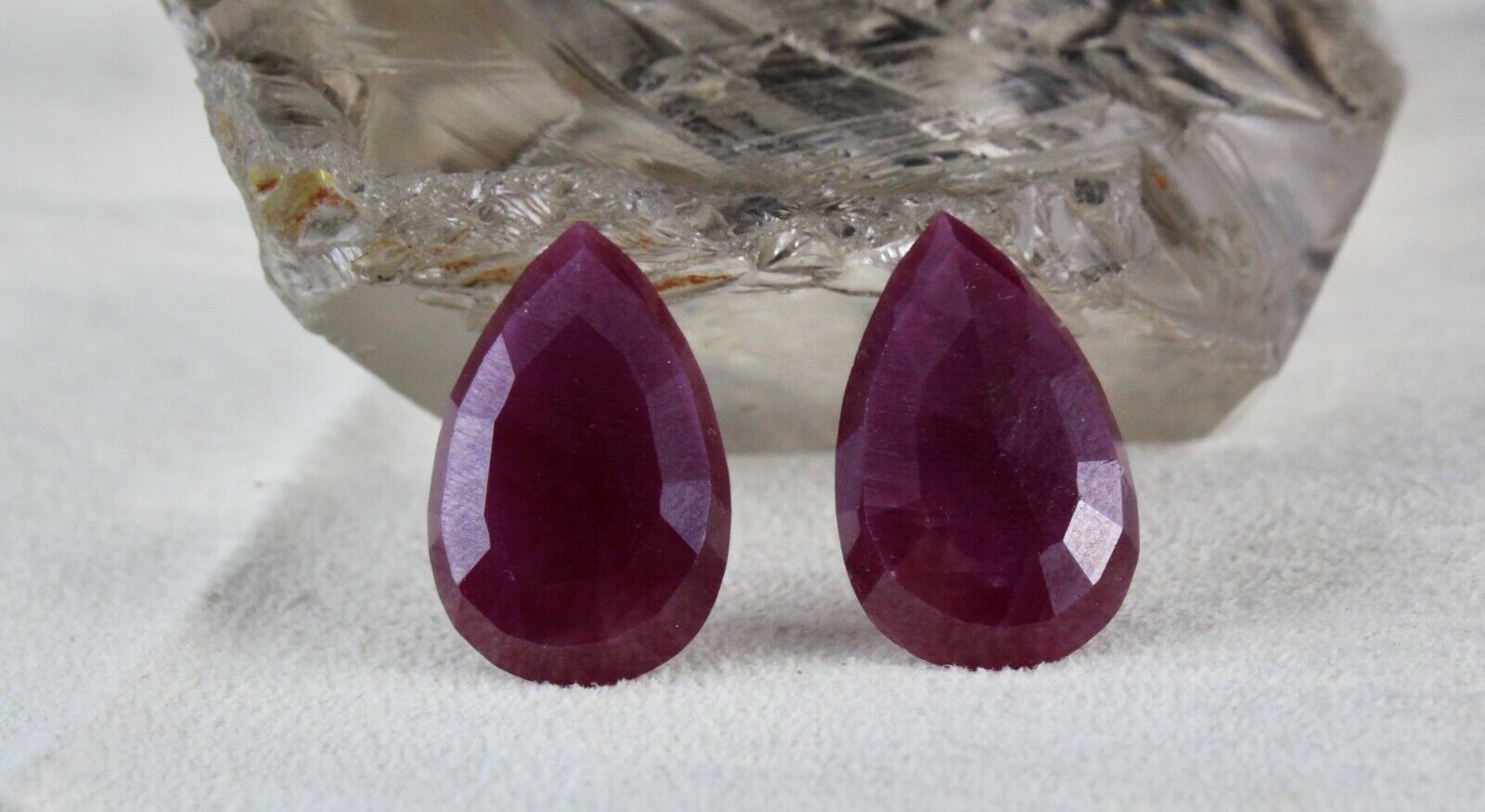 NATURAL UNTREATED RUBY PEAR CUT 2 PCS 36.58 CTS GEMSTONE PAIR DESIGNING EARRING