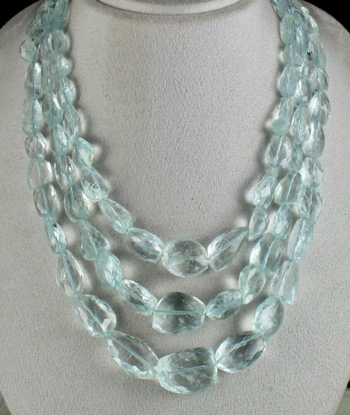 Certified Natural Blue Aquamarine Bead Necklace 1228 Ct Tumble Facets For Women