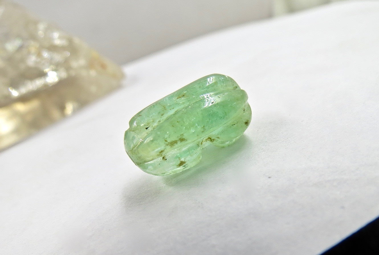 Certified Natural Emerald 18x11mm Bead Carved 13.72 Ct Pendant For Women