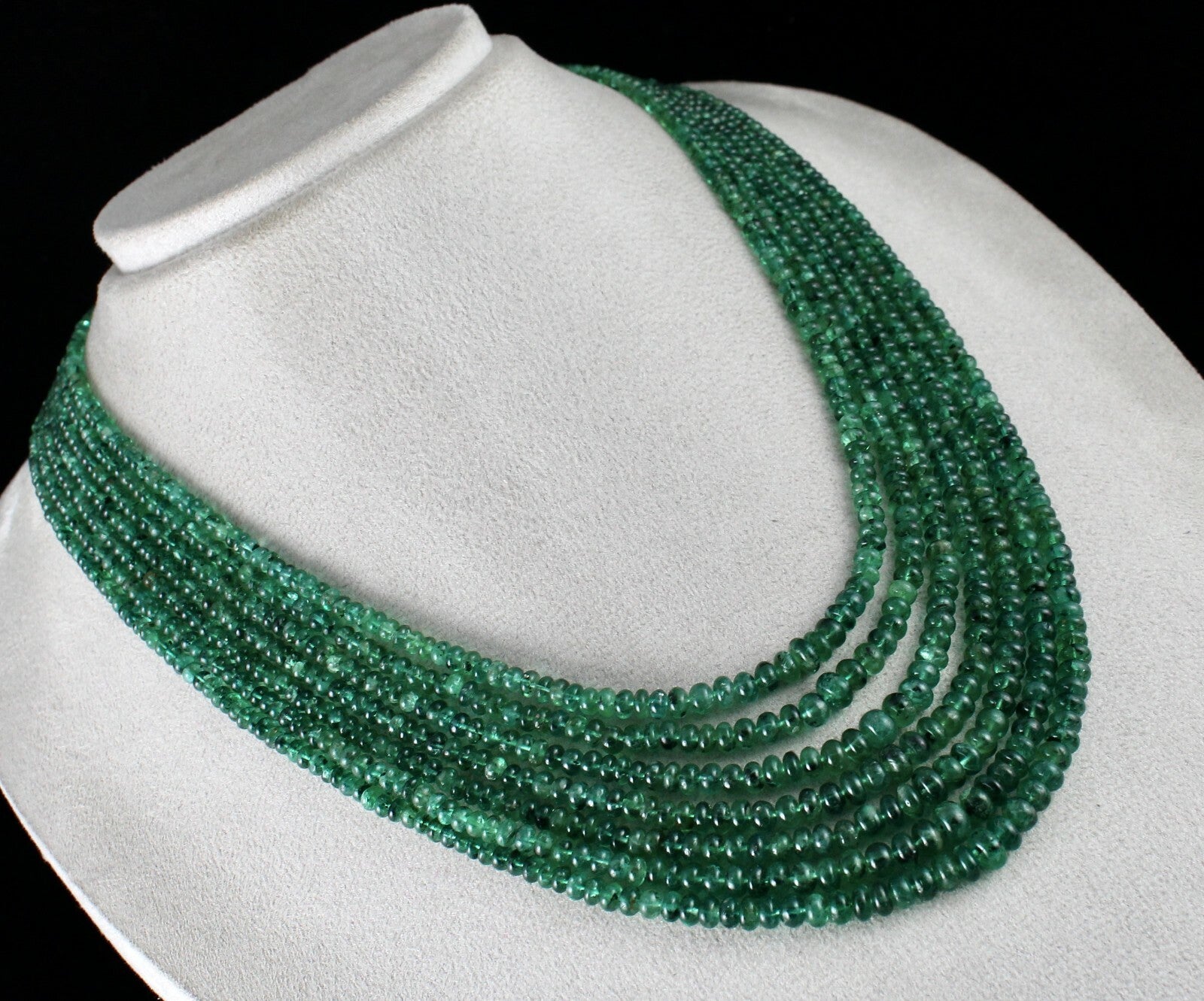 Certified Natural Emerald Beads 495 Ct Round Gemstone Party Necklace