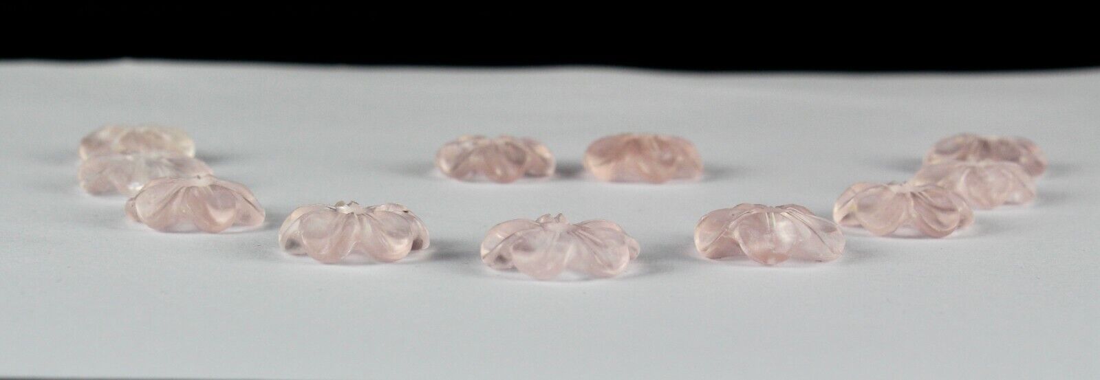 NATURAL ROSE QUARTZ CARVED FLOWER 11 PCS 97.35 CTS GEMSTONE SET FOR DESIGNING