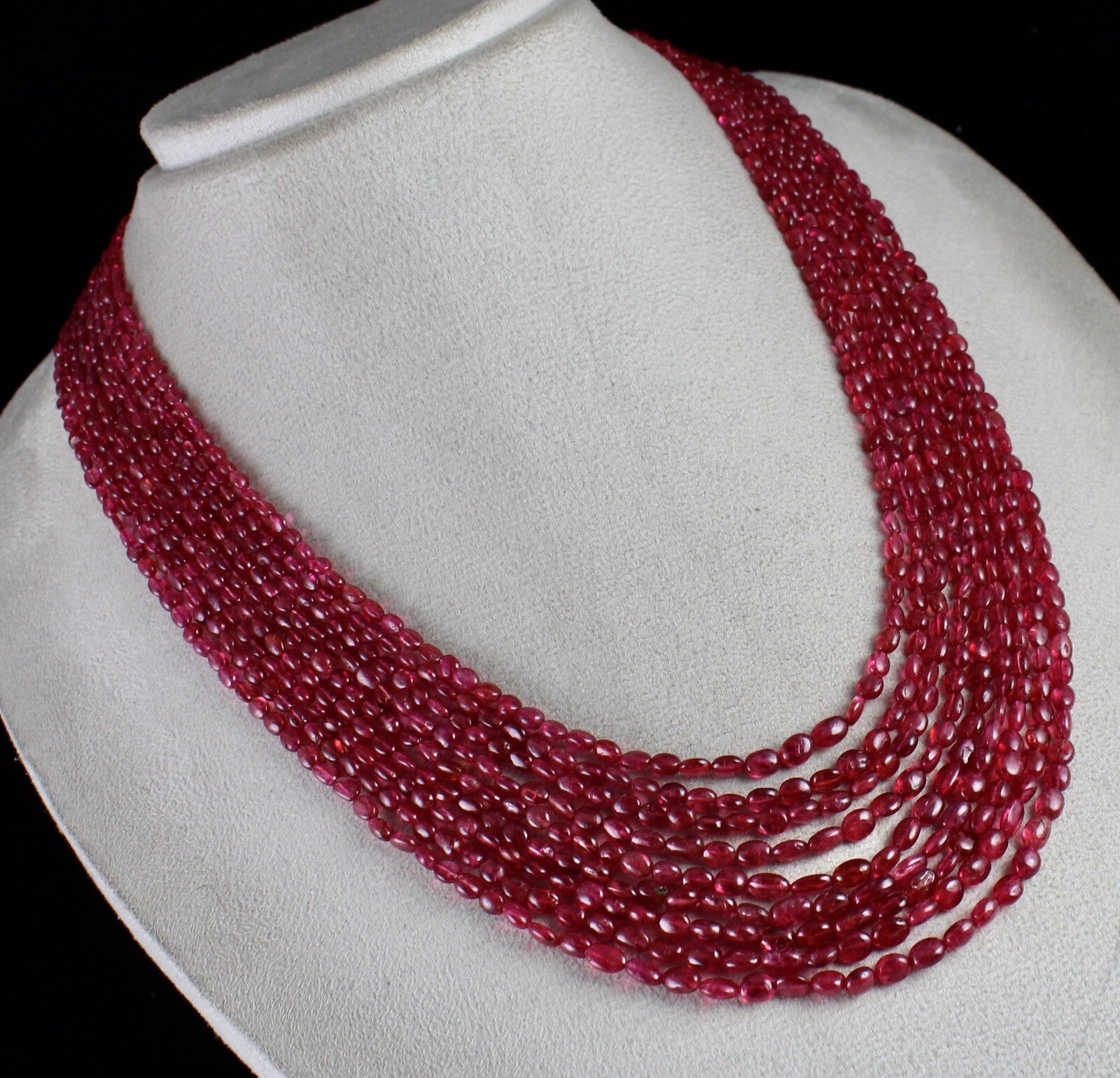 Certified Natural Red Spinel Necklace Cabochon 423 Ct Gemstone Beads 9 Line