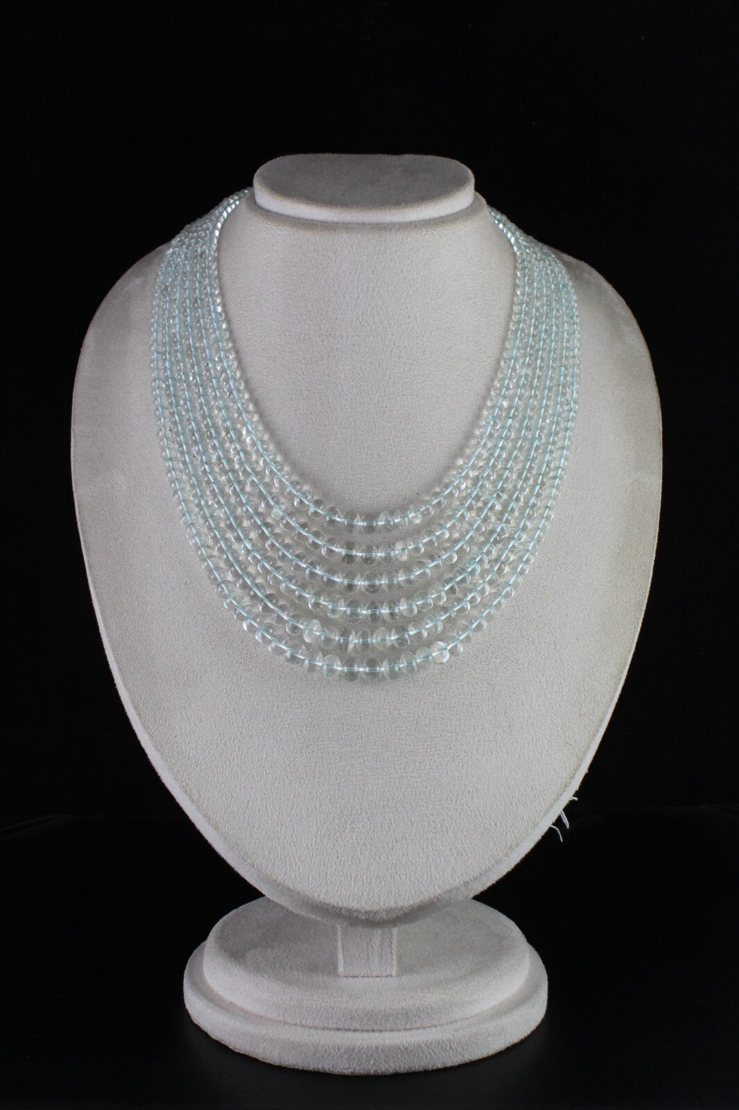 Certified Natural Blue Aquamarine Beads Necklace 880 Ct Round 6 Finest Fashion