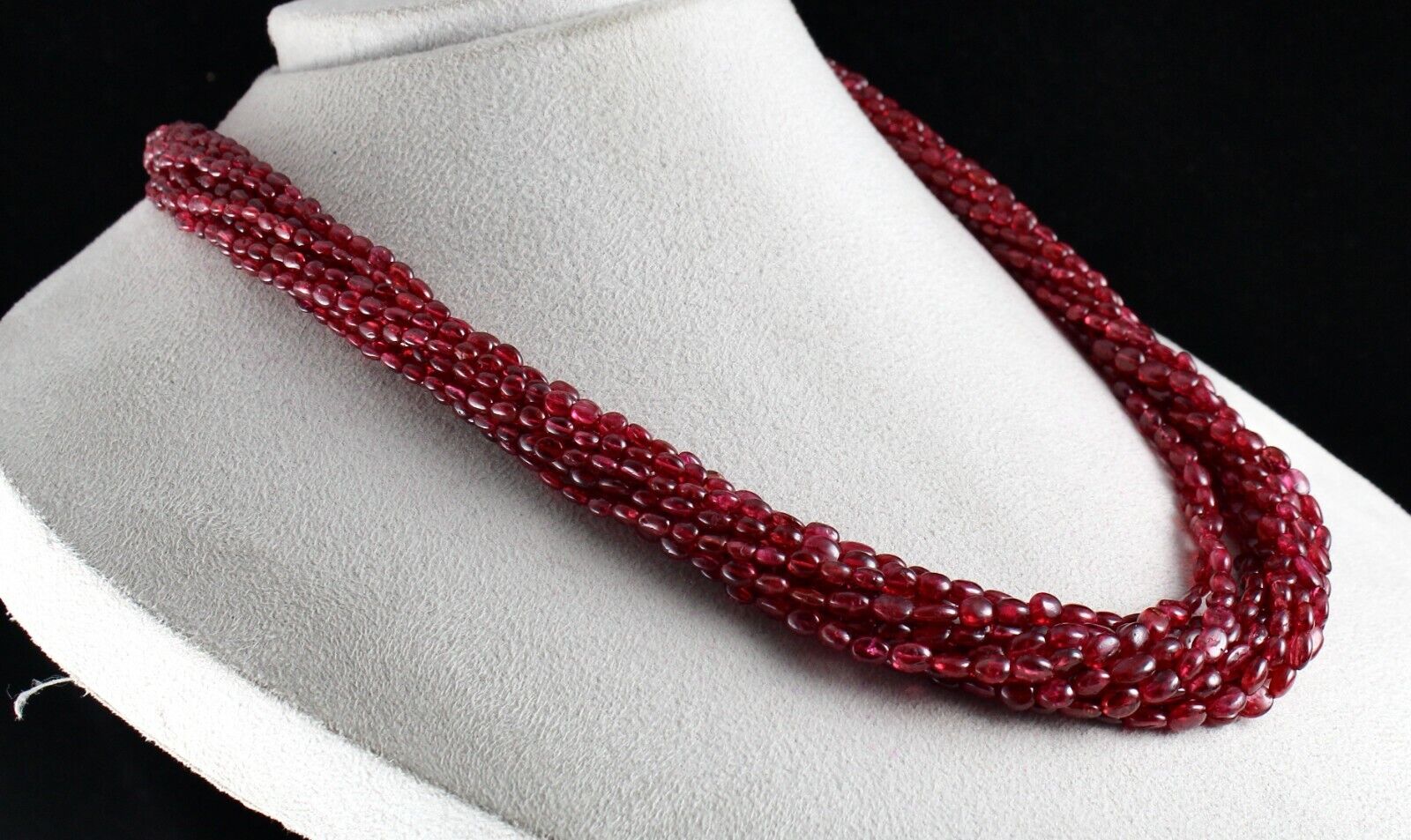 Natural Spinel Beaded Necklace 11 Line 631 Cts Well Matched Cabochon Red Strings