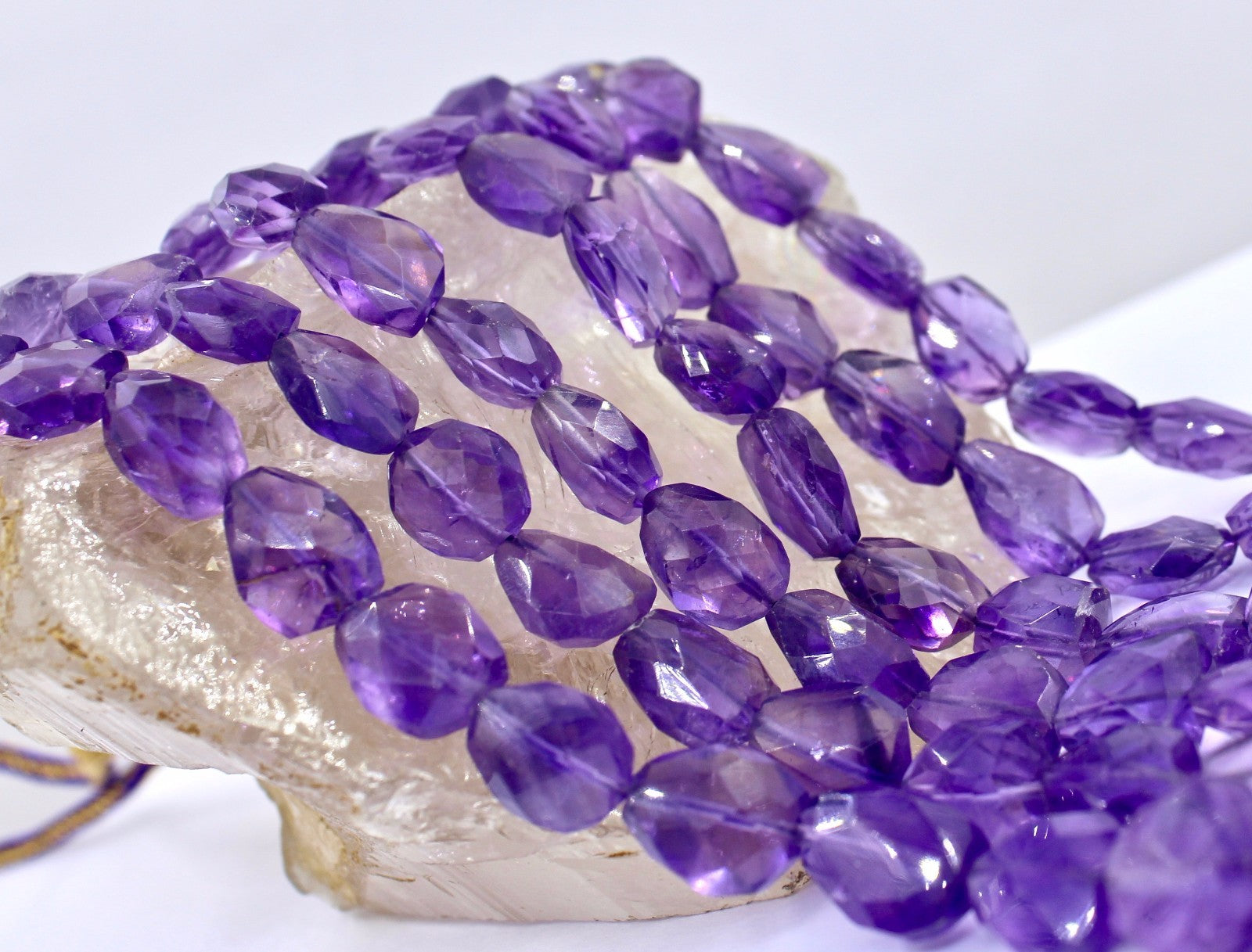 Natural Purple Amethyst 833 Ct Beads Nugget Real Gemstone Fashion Necklace