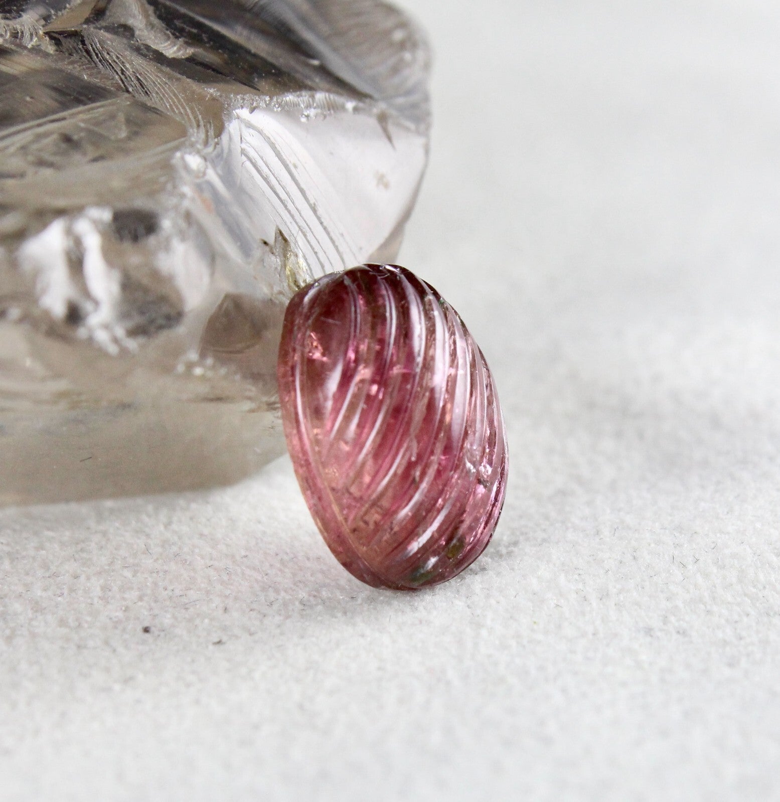 Natural Pink Tourmaline Carved Oval Cabochon 14x11mm 8.60ct Gemstone Ring