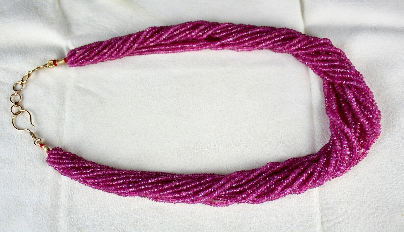 REDDISH NATURAL NO HEAT BURMESE RUBY BEADS FACETED 547 CARATS GEMSTONE NECKLACE