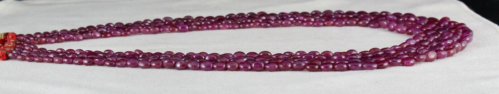Natural Unheated Ruby Beaded Necklace 5 Line 586 Carats Drilled Gemstone String