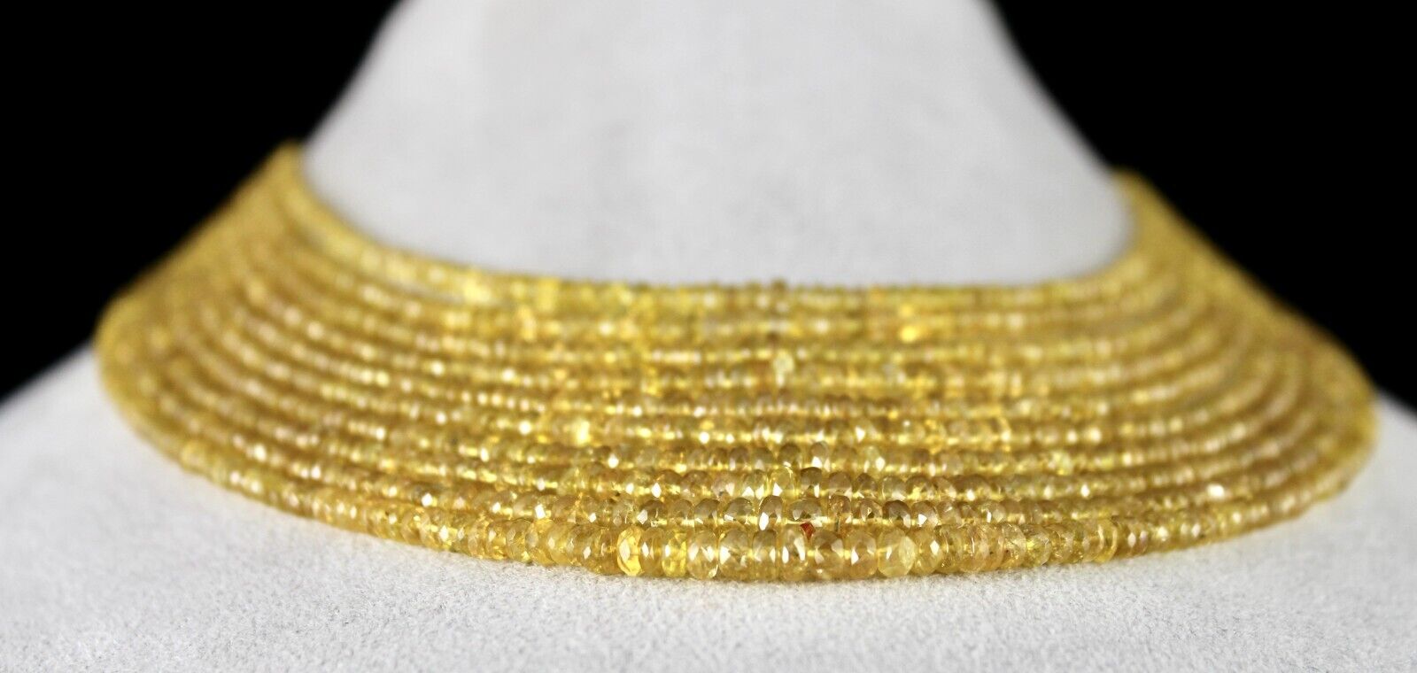 NATURAL YELLOW TOURMALINE BEADS FACETED 10 L 475 CTS BEADED GEMSTONE NECKLACE