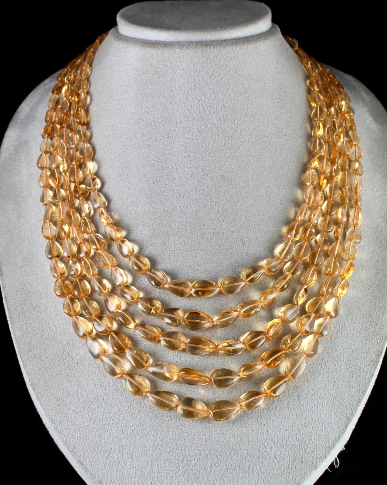 Certified Natural Yellow Citrine Tear Drop Beads Necklace 5 L 695 Ct Fashion