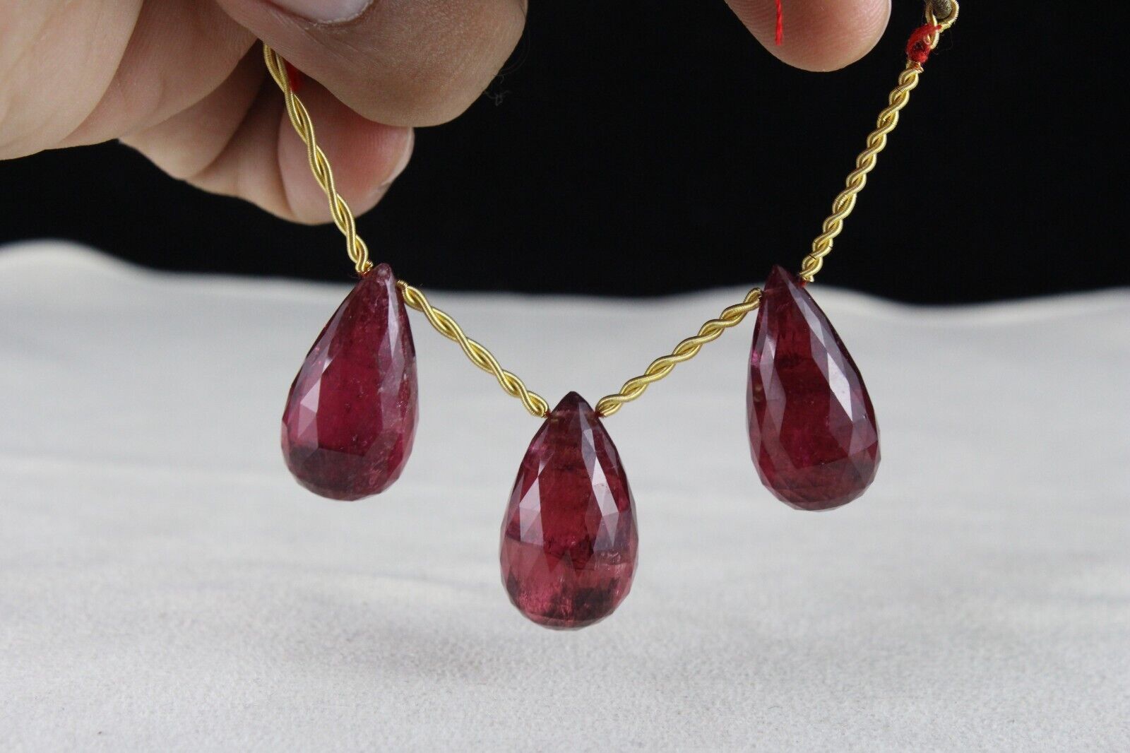 NATURAL TOURMALINE RUBELLITE DROPS 110 CARATS GEMSTONE HANGING PENDANT EARRING
