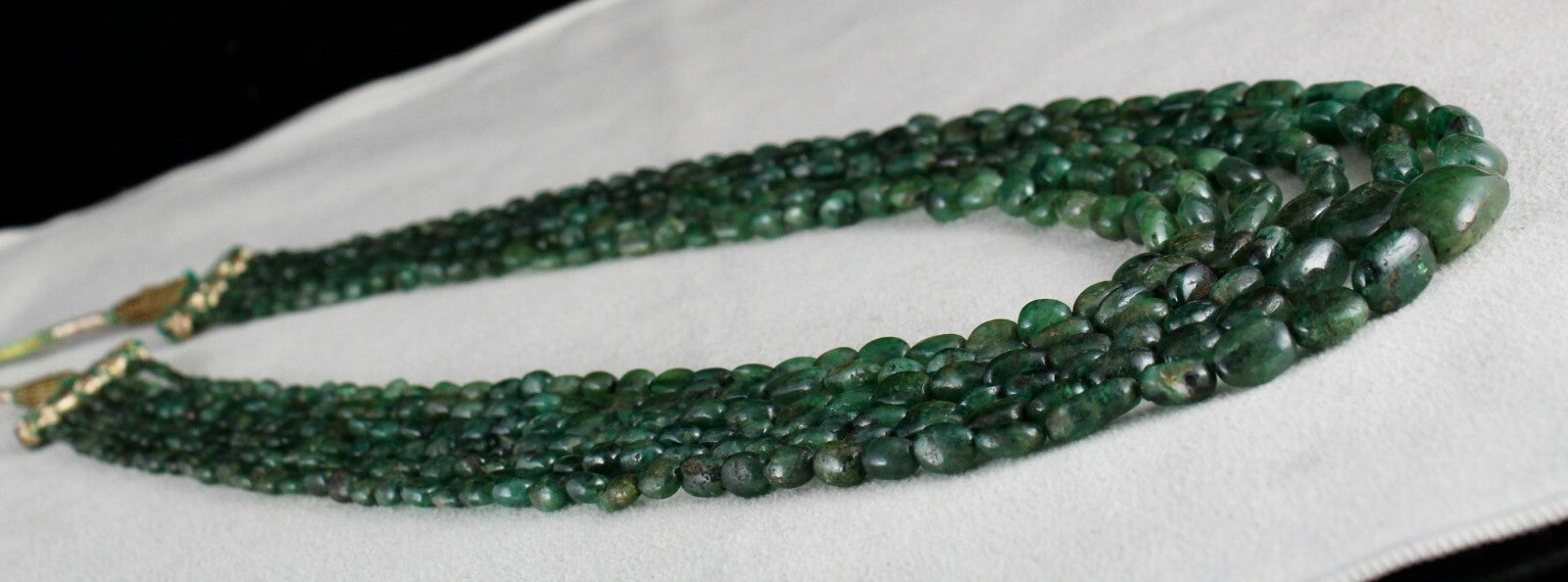 Certified Natural Old Emerald Beads Cabochon Necklace 387 Carats For Wedding
