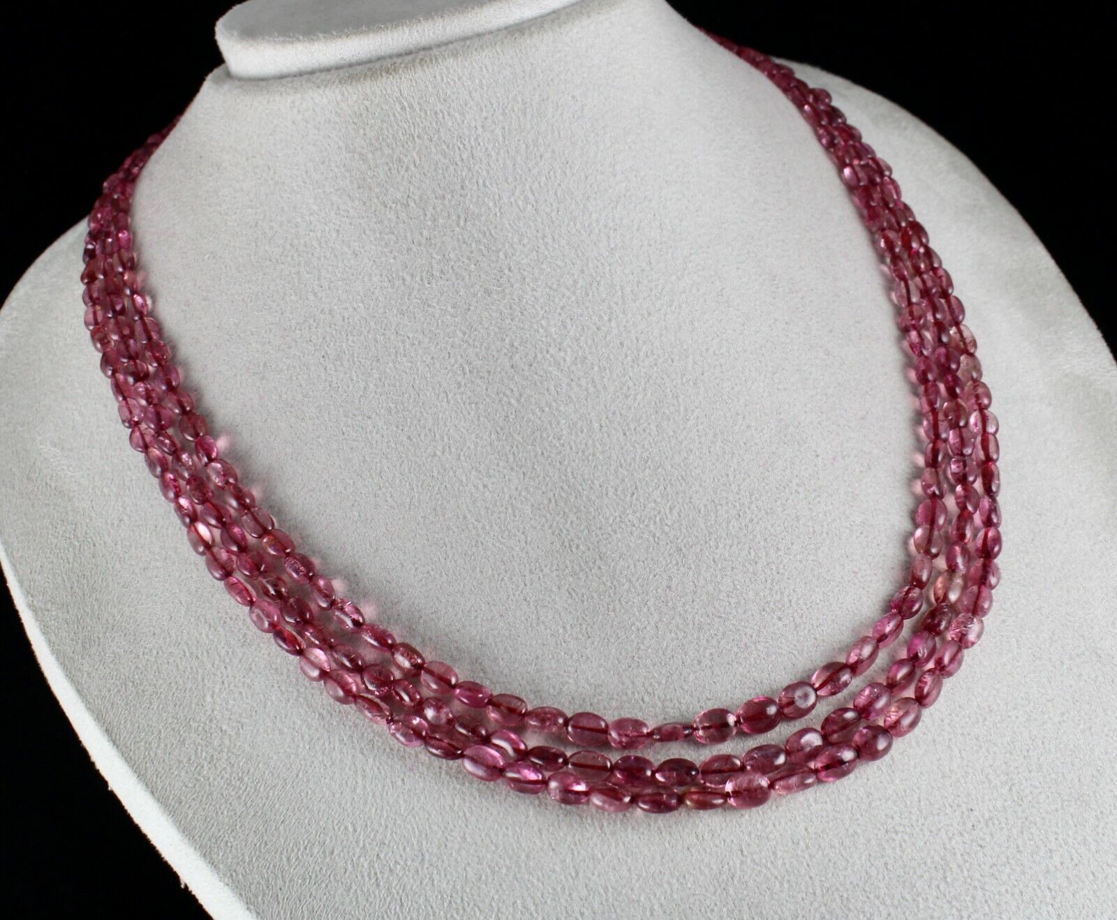 NATURAL TOURMALINE BEADS CABOCHON 3 L 244 CARATS GEMSTONE BEADED OLD NECKLACE