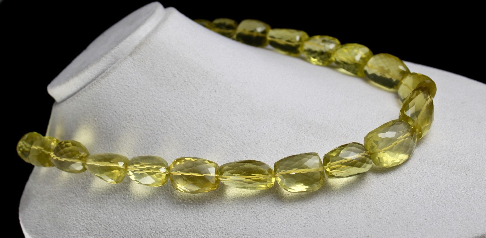 Certified Natural Lemon Quartz Beads 1354 Ct Faceted Sterling Silver Necklace