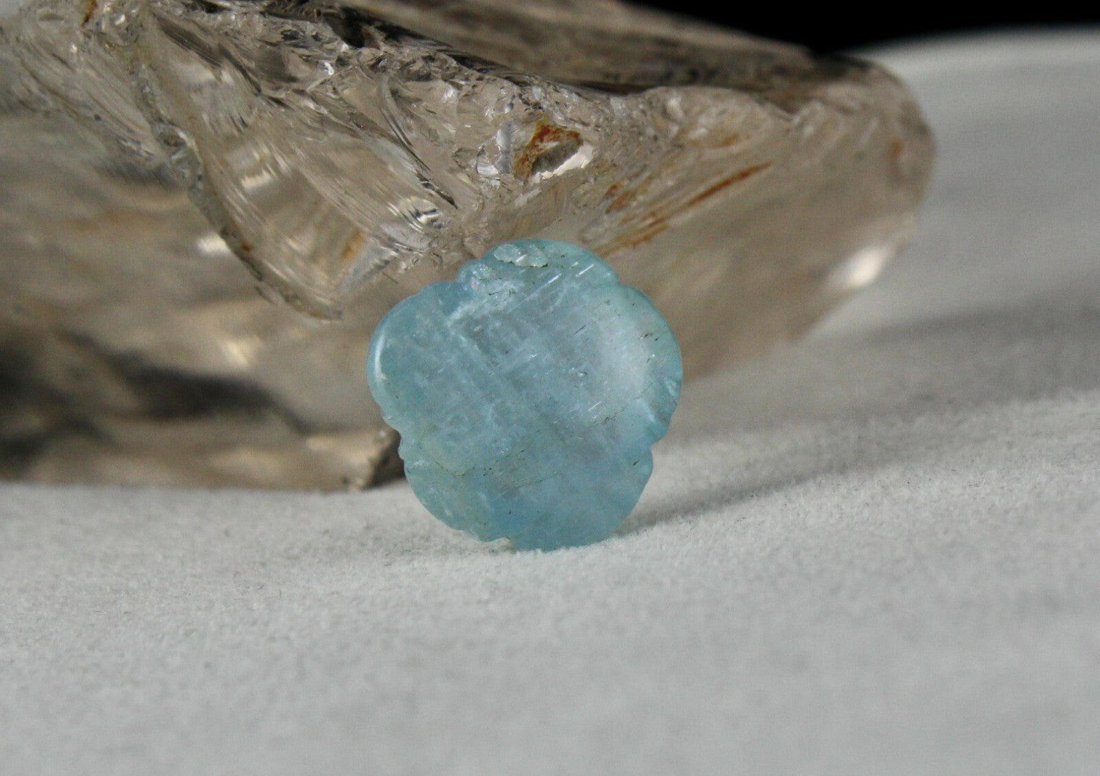 Natural Blue Aquamarine 15.18ct Carved Gemstone For Pendant Ring