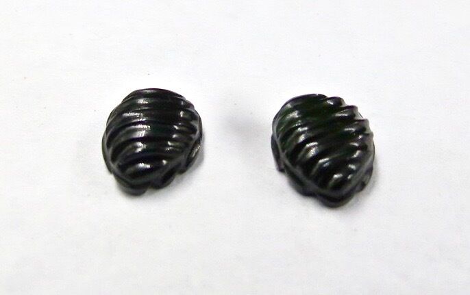 NATURAL GREENISH BLACK TOURMALINE CARVED LEAVES 2 PCS 6 CTS GEMSTONE FOR EARRING