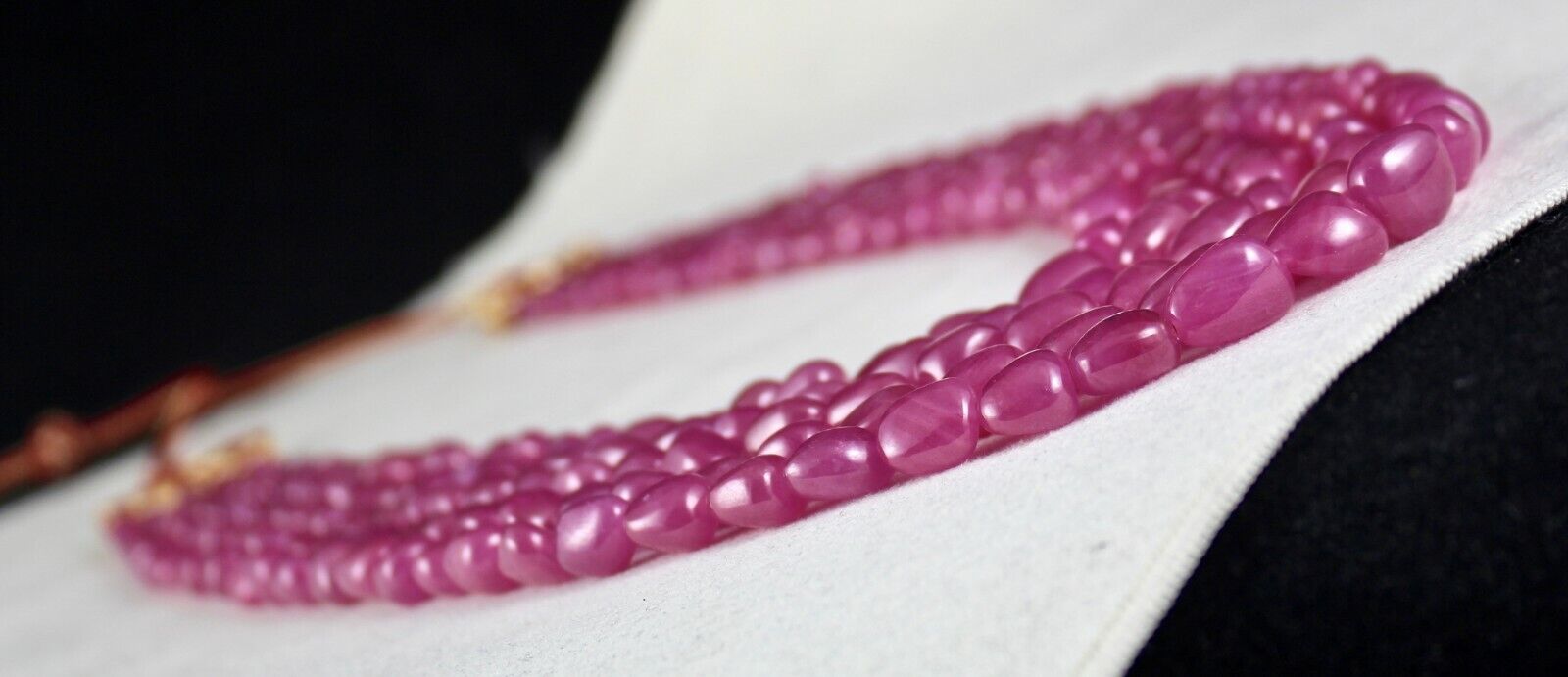 NATURAL UNTREATED RUBY LONG BEADS 5 LINE 1087 CARATS LADIES GEMSTONE NECKLACE