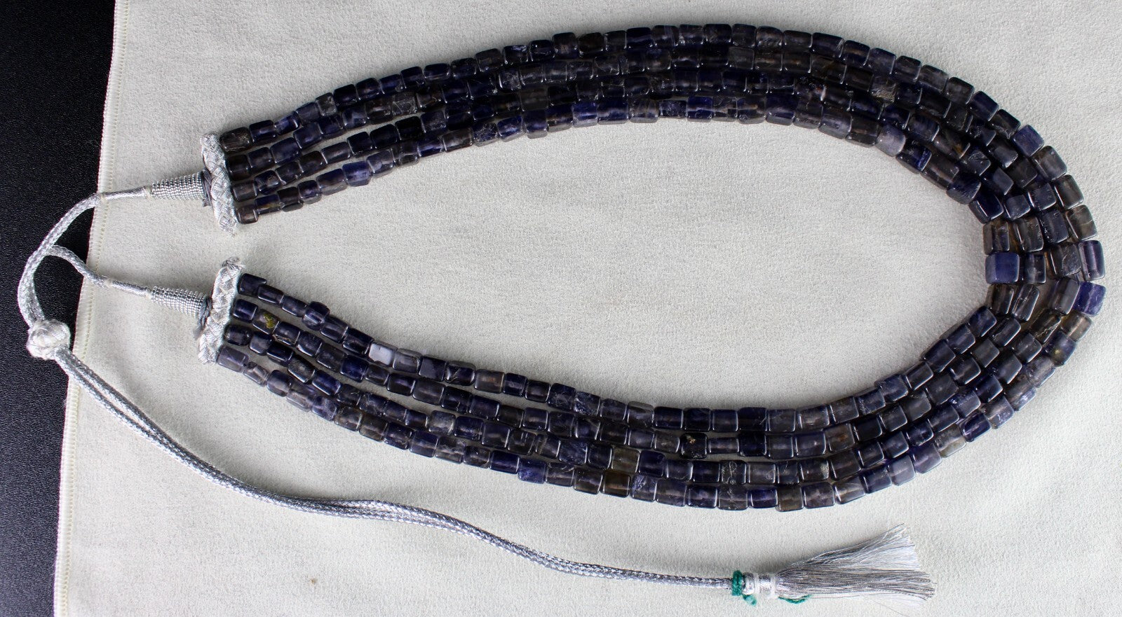 Blue Natural Iolite Square Beads Necklace Antique Gemstone Fashion, 602 Ct, 4 L