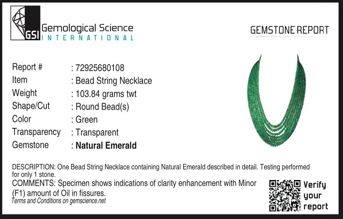 Certified Natural Emerald Beads 495 Ct Round Gemstone Party Necklace