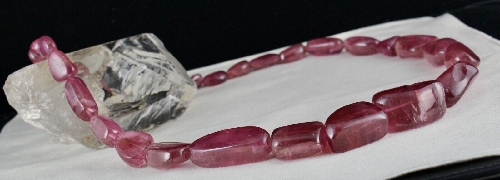 NATURAL PINK TOURMALINE RUBELLITE BEADS TUMBLE 35MM BIG 1241 CARATS GEM NECKLACE