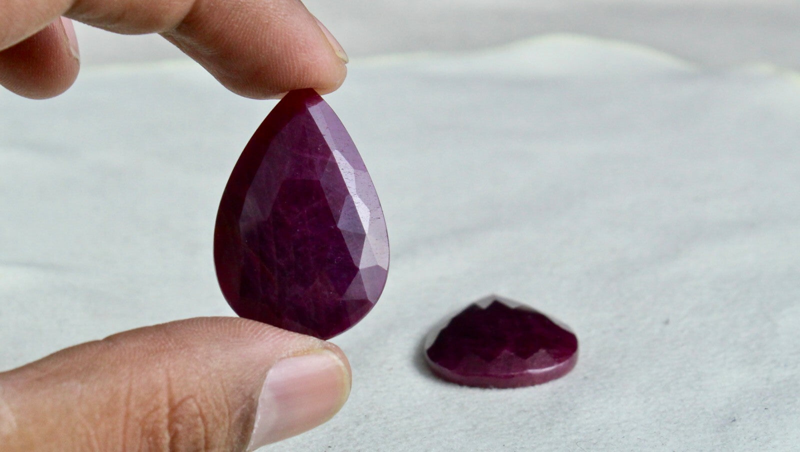 Natural Unheat Ruby Pear Faceted Cabochon 4pc 110ct Loose Gemstone Earrings