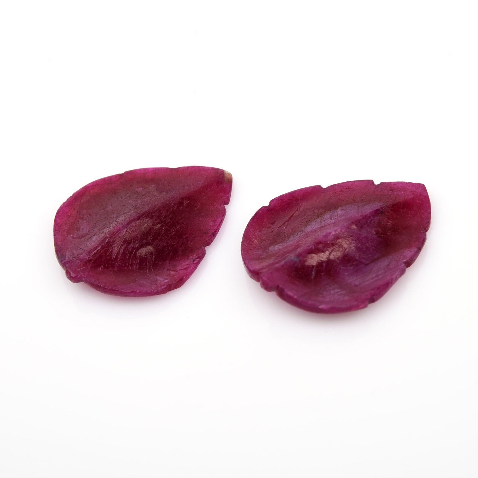 Certified Natural Ruby Engraved Leaf Pair 2 Pc 17.79 Ct Loose Gemstone Earring