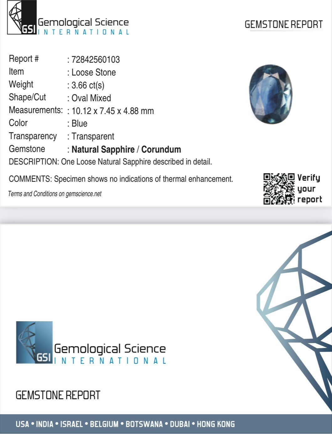 Certified Natural Blue Sapphire 3.66 Ct Oval Gemstone Ring Pendant Loose Stone