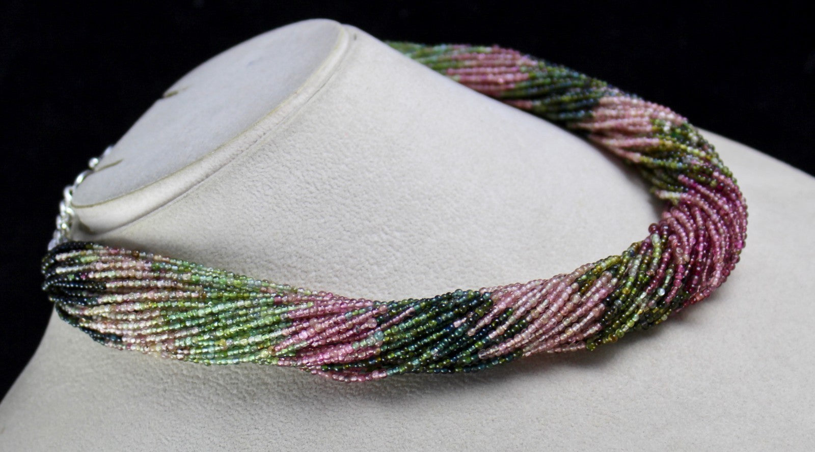 Certified Multi Color Natural Tourmaline 580ct Bunch Sterling Silver Necklace