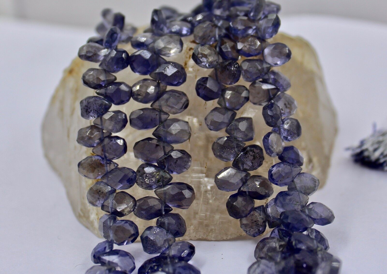 Natural Blue Iolite Beads 2 L 382 Ct Faceted Teardrop Gemstone Fashion Necklace