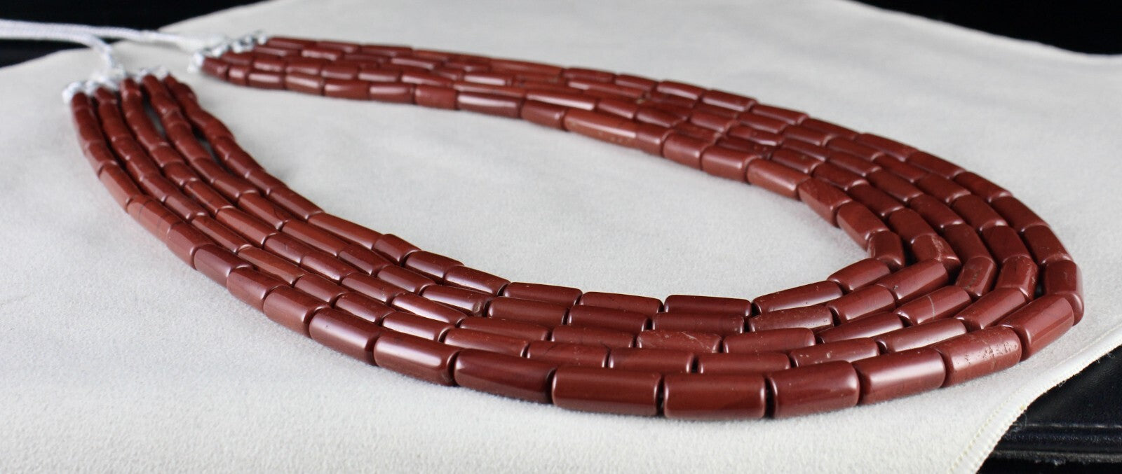 Natural Red Jasper 950 Ct Carved Melon Beads 5 Line Fashion Necklace