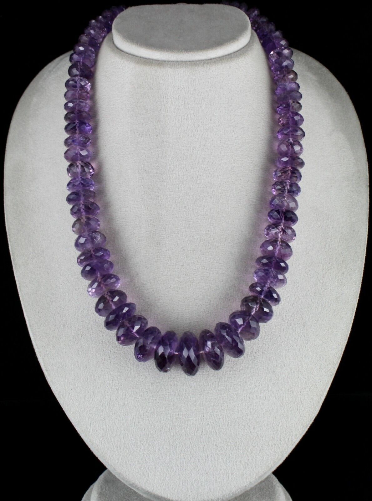 Natural Brazilian Amethyst Beads Faceted Round 1220 Cts Gemstone Silver Necklace
