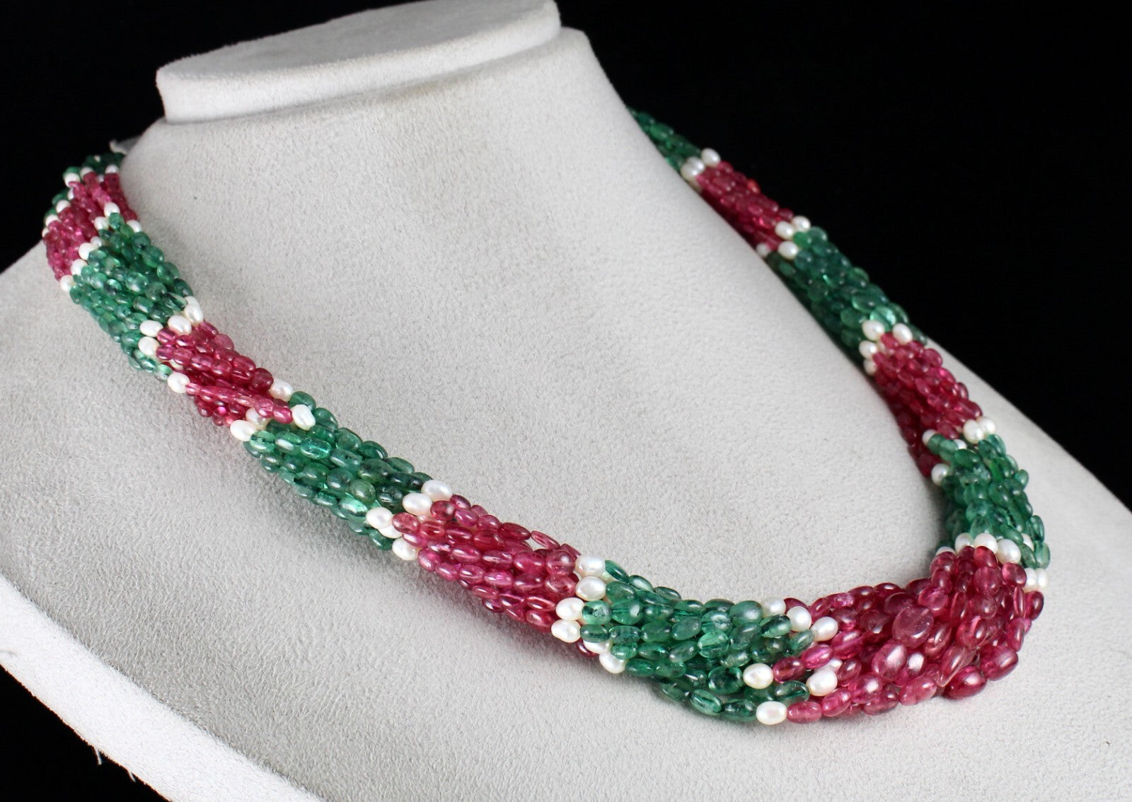 Certified Natural Emerald 690 Ct Spinel Pearl Long Beads Necklace