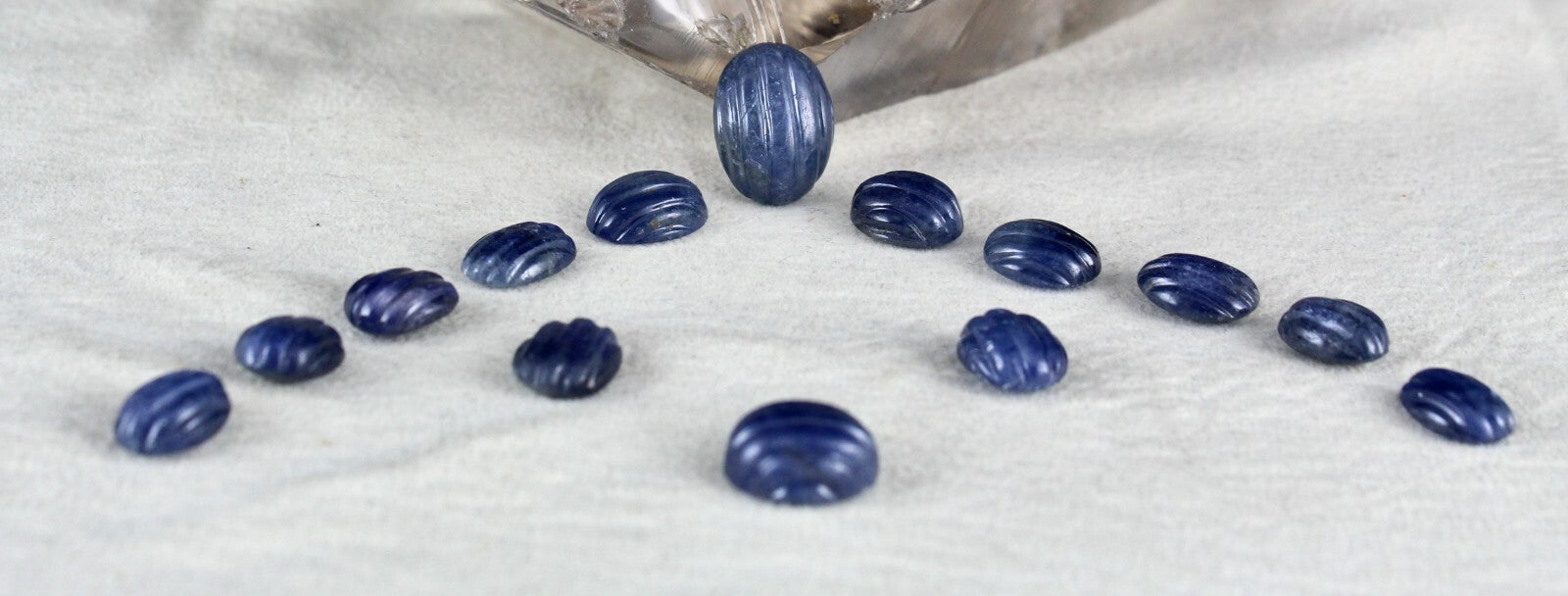 Certified Natural Untreated Blue Sapphire Oval Gemstone Set 14 Pcs 65.60 Ct