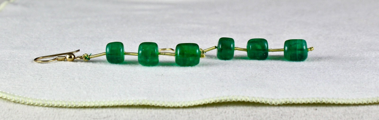 Certified Natural Zambia Emerald Beads 31.80 Ct 6 Pc Gemstone Earrings Top Green