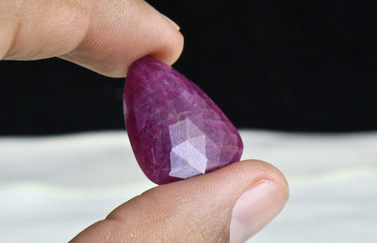 Natural Unheated Ruby Fancy Faceted Cabochon 27 Ct Gem Pendant For Designing