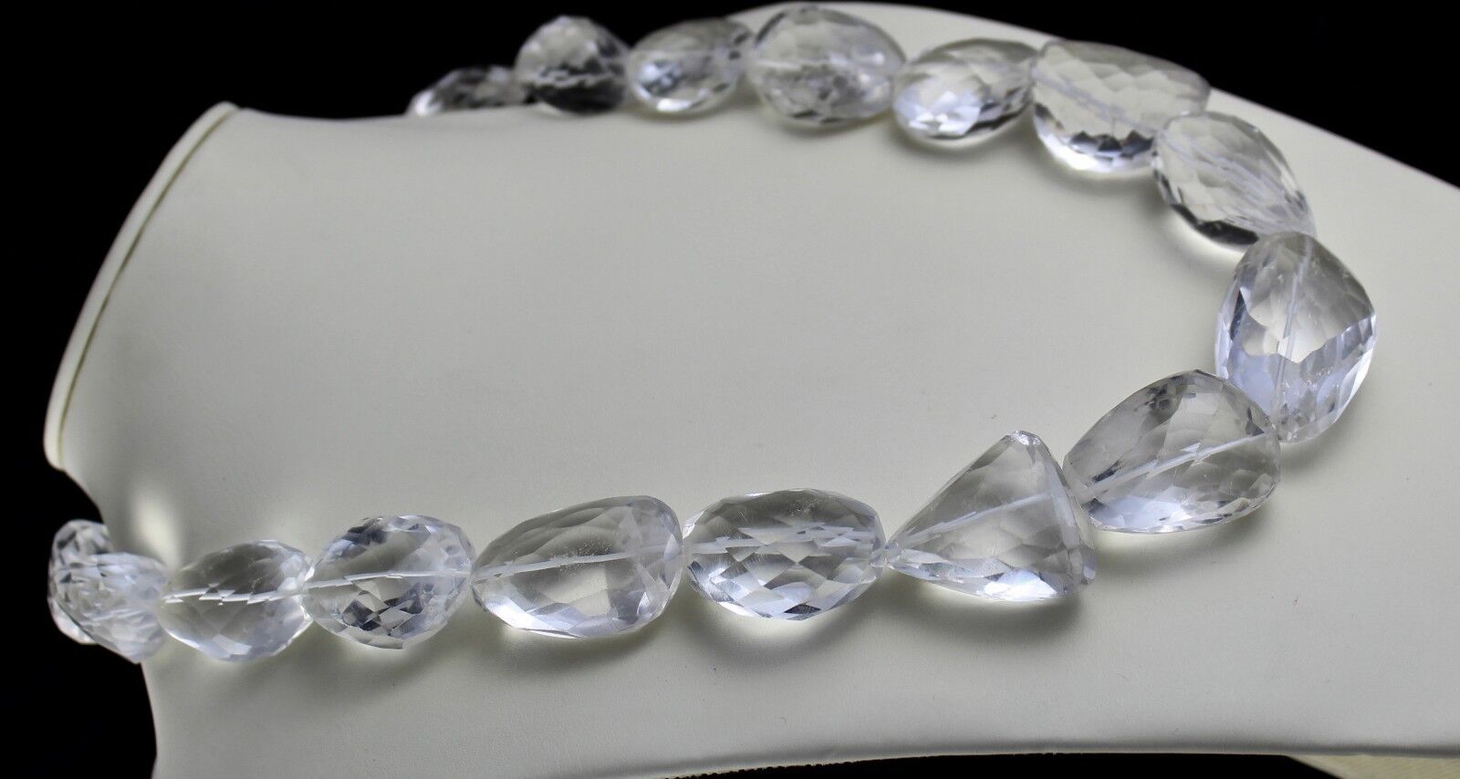 BIG NATURAL ROCK CRYSTAL QUARTZ BEADS FACETED TUMBLE 2171 CTS GEMSTONE NECKLACE