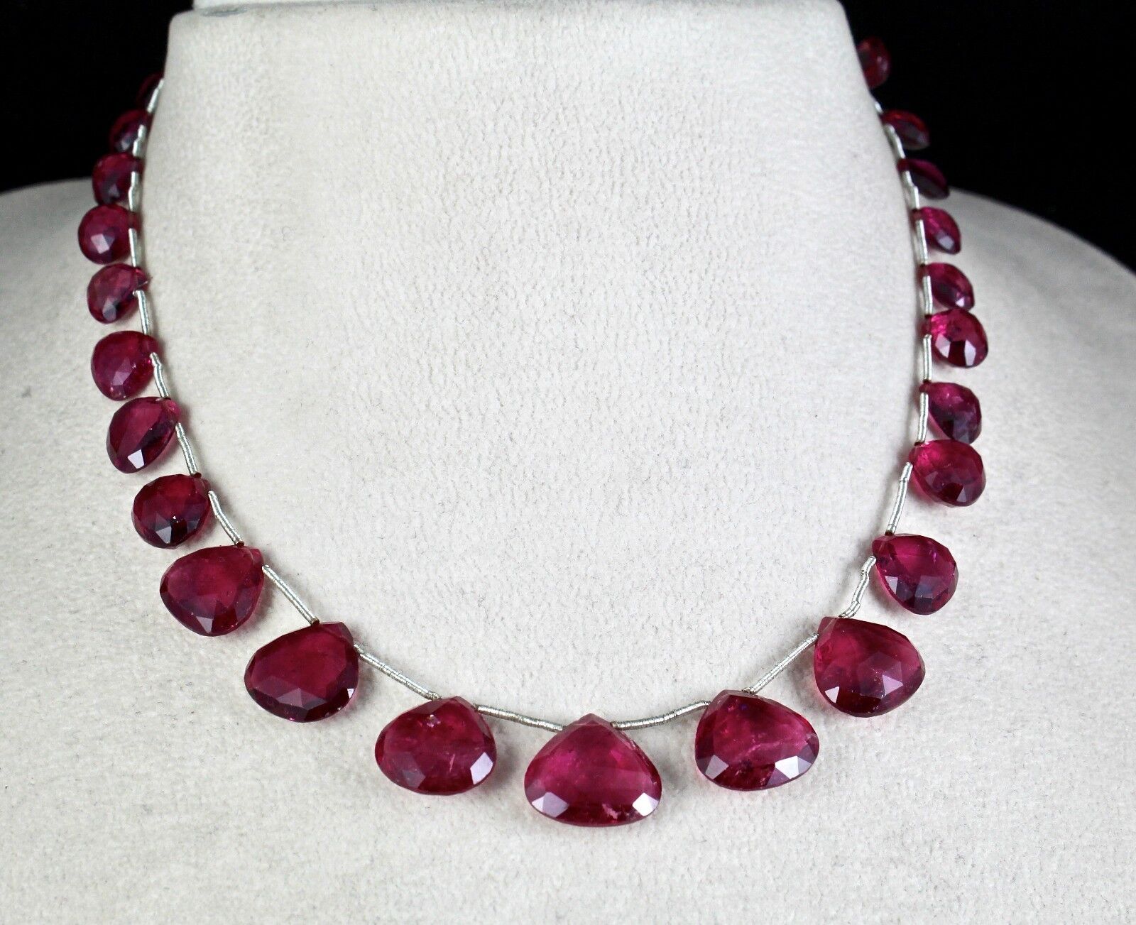 GTL CERTIFIED NATURAL PINK TOURMALINE RUBELLITE DROPS 97 CTS GEMSTONE NECKLACE