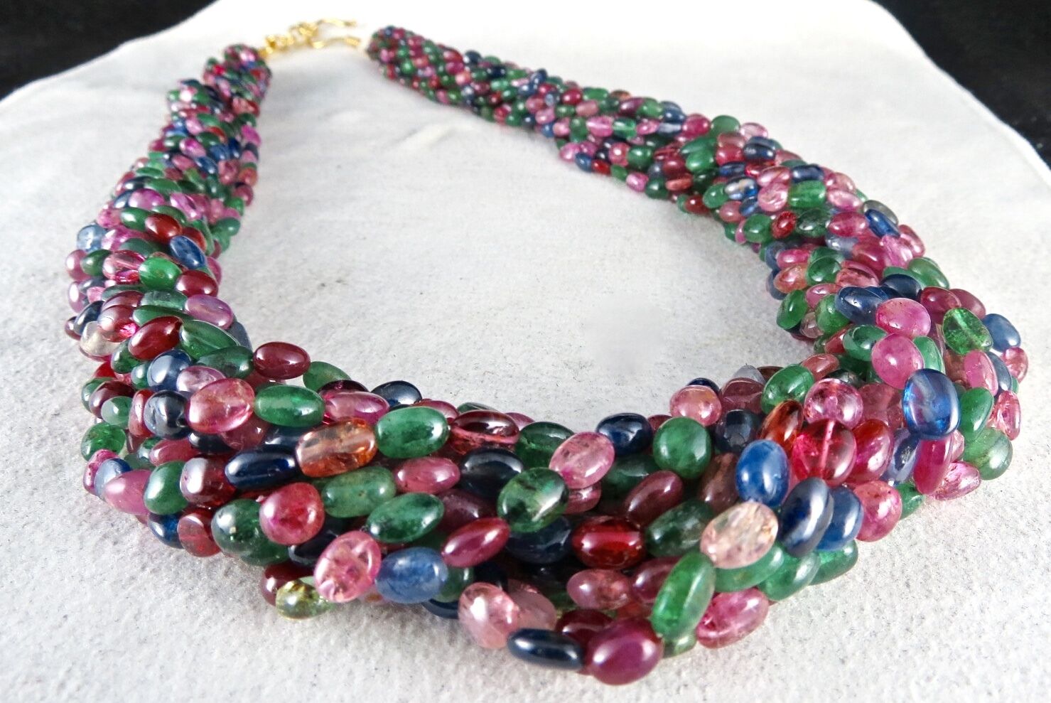 NATURAL EMERALD RUBIES BLUE SAPPHIRE SPINEL BEADS LONG 995 CTS GEMSTONE NECKLACE