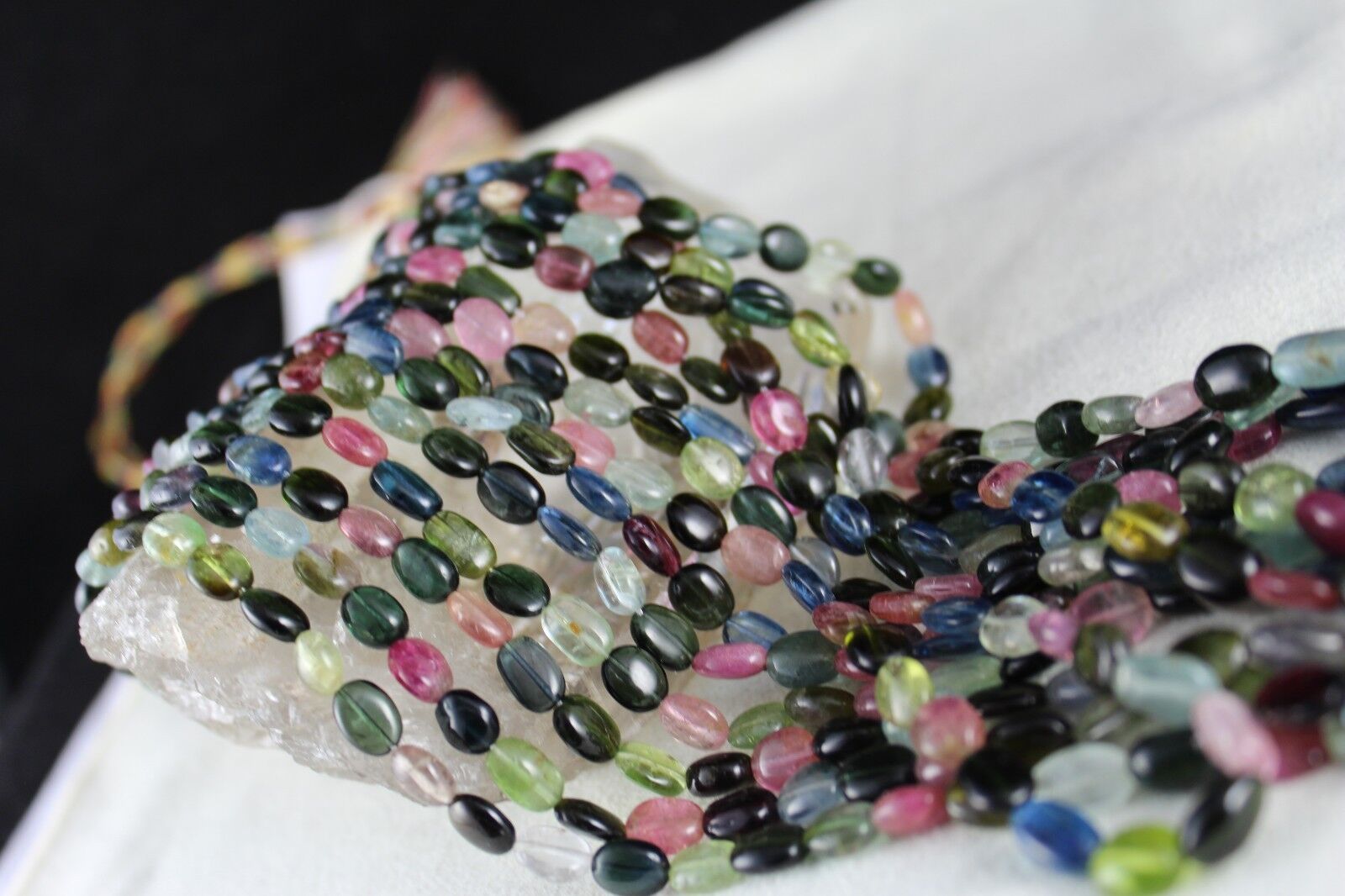 NATURAL MULTI TOURMALINE BEADS CABOCHON 7 LINE 700 CARATS GEMSTONE NECKLACE