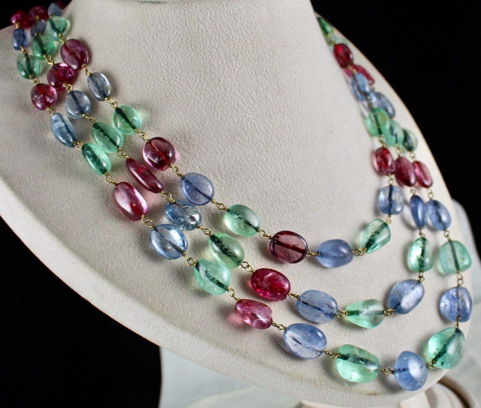 Certified Important Old Necklace Natural Emerald Sapphire Spinel 10ct Nugget