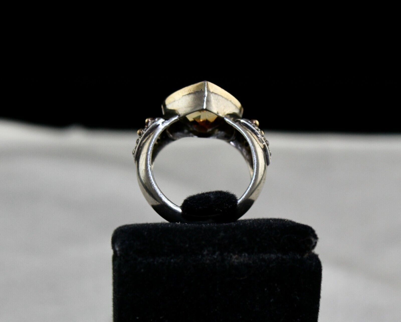 NATURAL YELLOW CITRINE HEART CUT DIAMOND 18K GOLD SILVER VINTAGE MEN WOMEN RING
